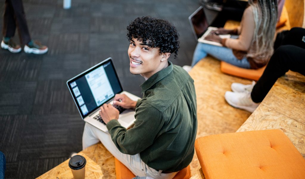 Portrait of a university student at university auditorium